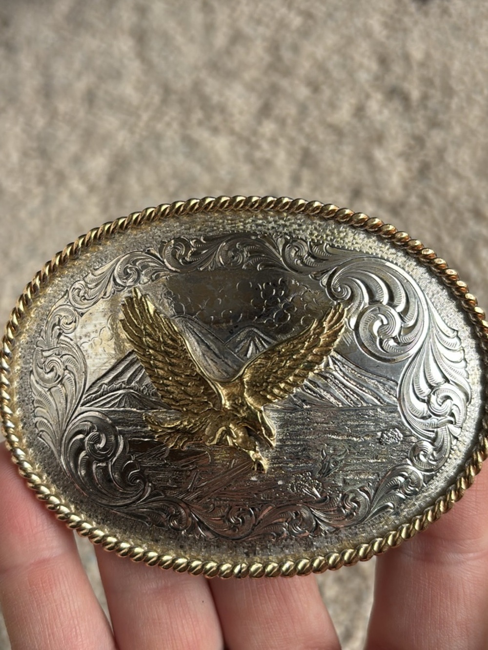 Montana Silversmiths Gold and Silver Eagle Oval Buckle